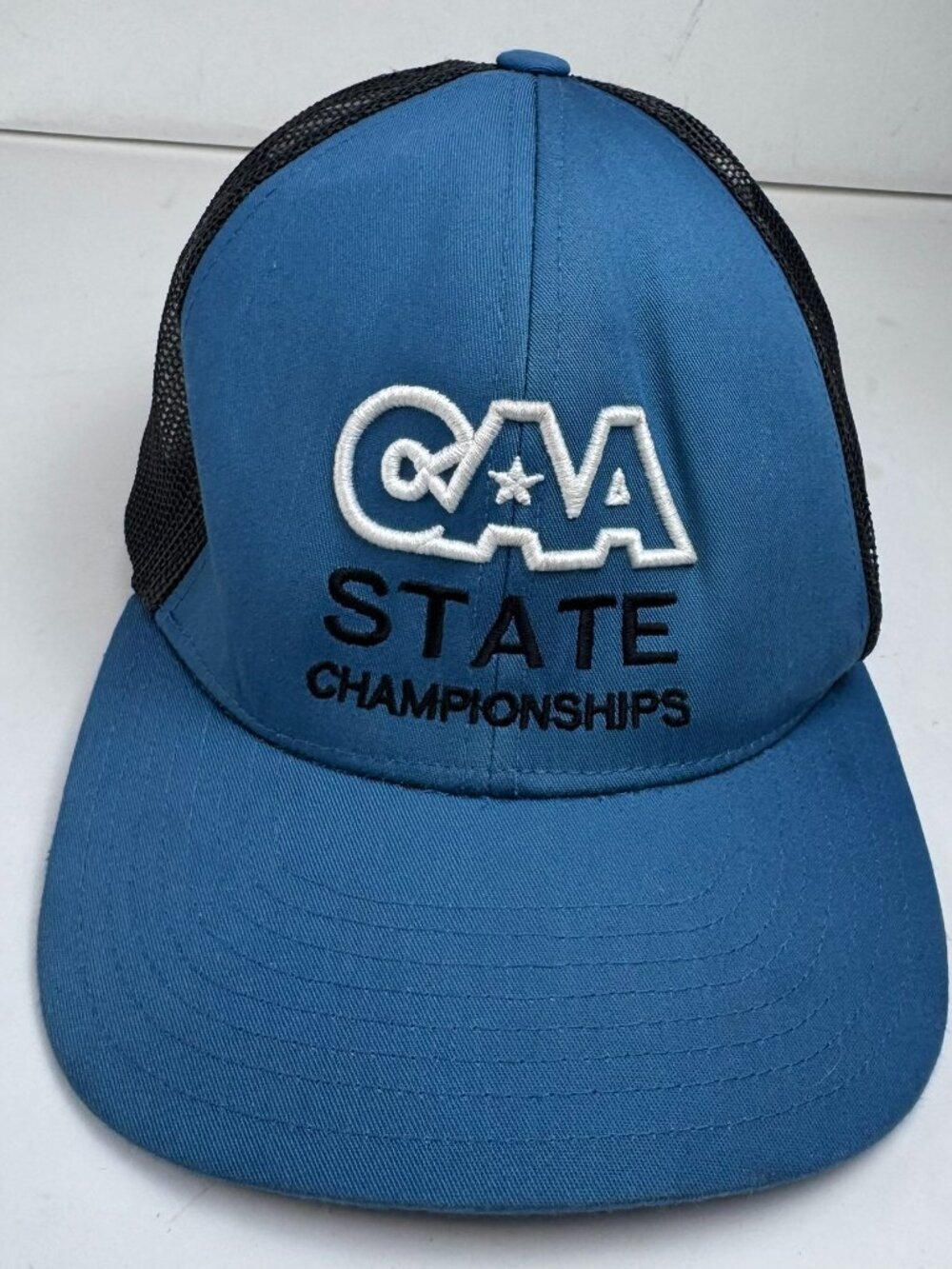 Pacific Headwear 104C Trucker Hat Blue Black Mesh Snapback CAA State Cap stains